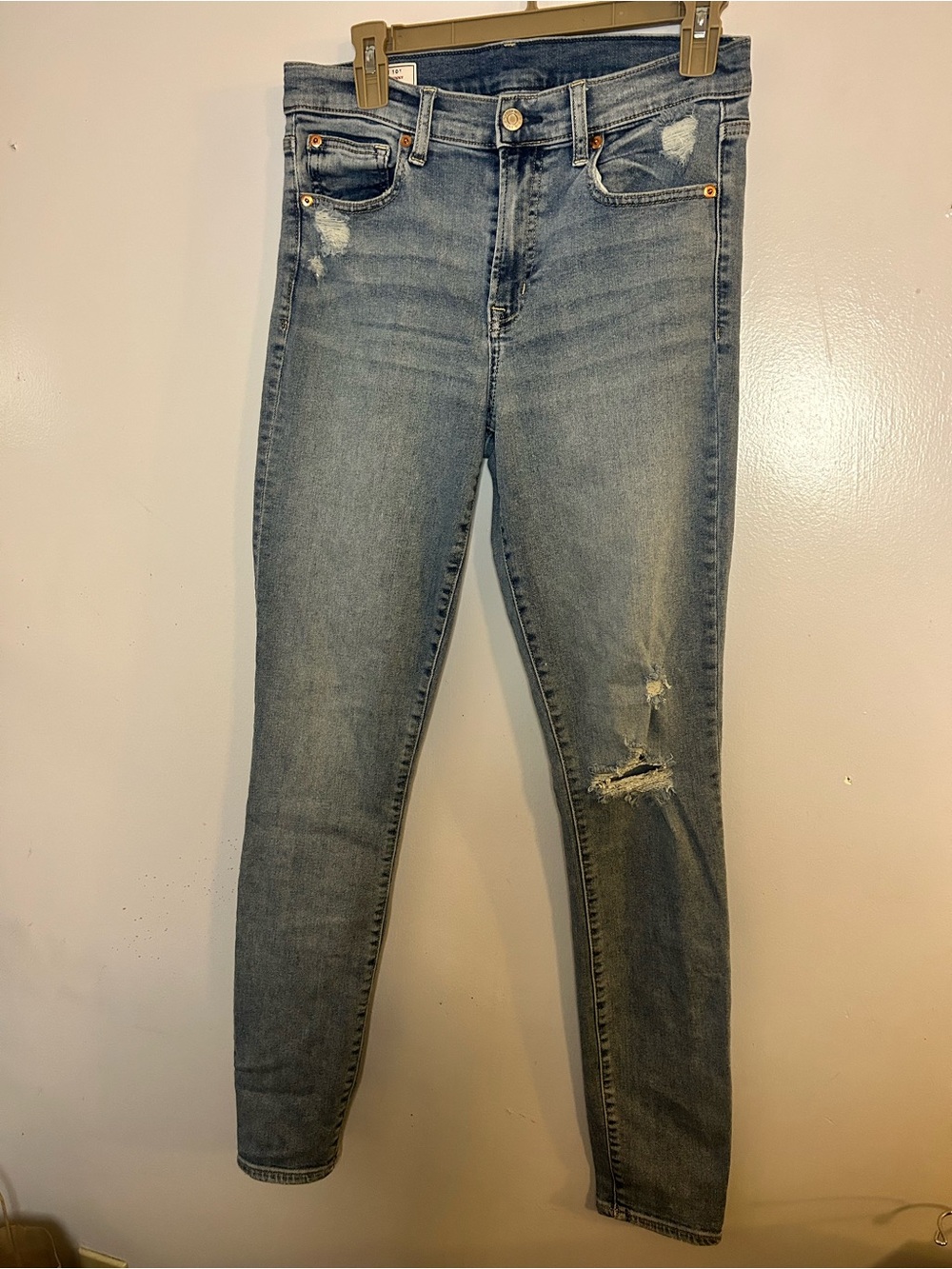 GAP Women's Faded Blue Ripped Skinny Jeans